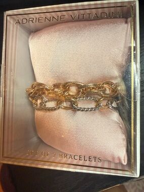Adrienne Vittadini Set of 2 Two-Tone Gold & Silver Chain Bracelets
